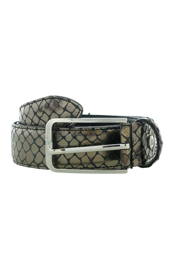 Metallic Grey Python Embossed Classic D-Ring Adjustable Belt Adjustable Mens Belt-36 for Mens