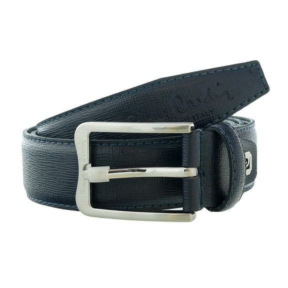 Pierre Cardin Navy Blue Textured Classic Silver D-Ring Adjustable Belt Adjustable Mens Belt-34 for Mens
