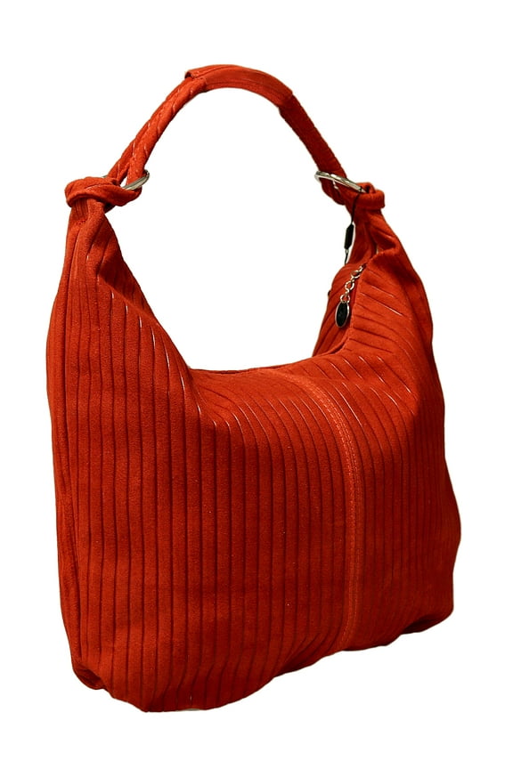Red Leather Large Hobo Relaxed Suede Shoulder Bag for Womens