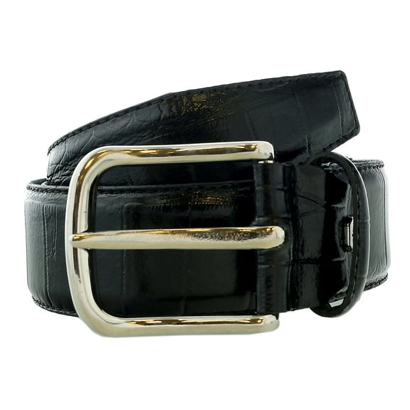 Pierre Cardin Shiny Black  Embossed Classic Buckle Adjustable Belt Adjustable Mens Belt-40 for Mens