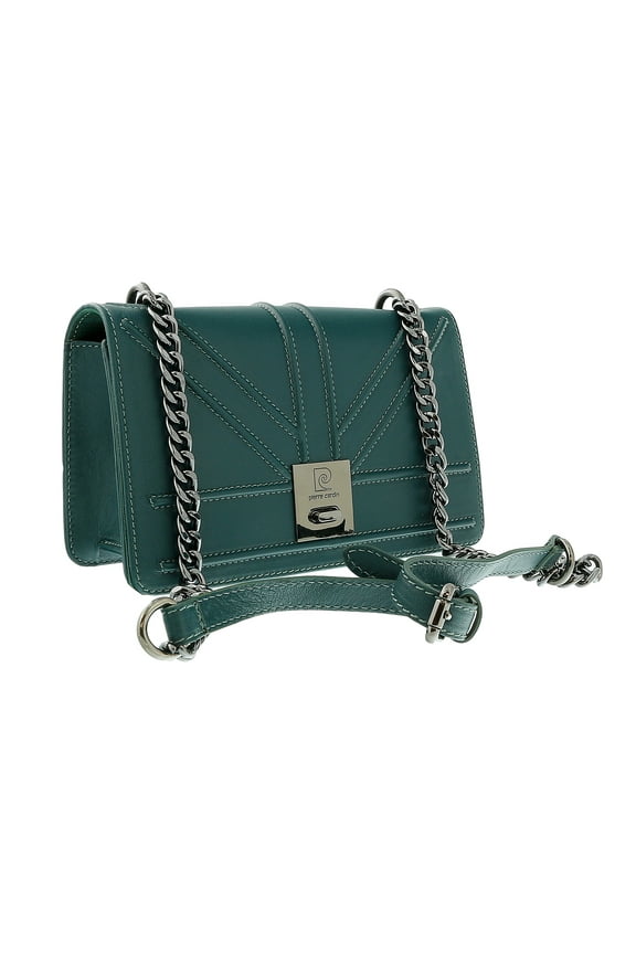 Teal Leather Large Structured Shoulder Bag for Womens