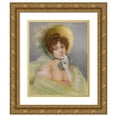 thumbnail image 1 of Pierre Carrier-Belleuse 15x18 Gold Ornate Wood Frame and Double Matted Museum Art Print Titled - Her New Bonnet (1899), 1 of 4