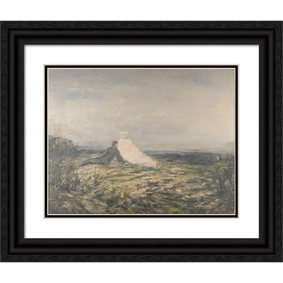 Pierre Coffinhal-Laprade 14x12 Black Ornate Wood Framed Double Matted Museum Art Print Titled: Rest in the Countryside