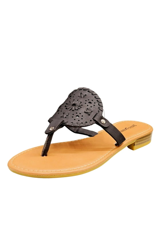 Rosetta-7 Black Fashion Slip On Womens Casual Open Toe Sandals