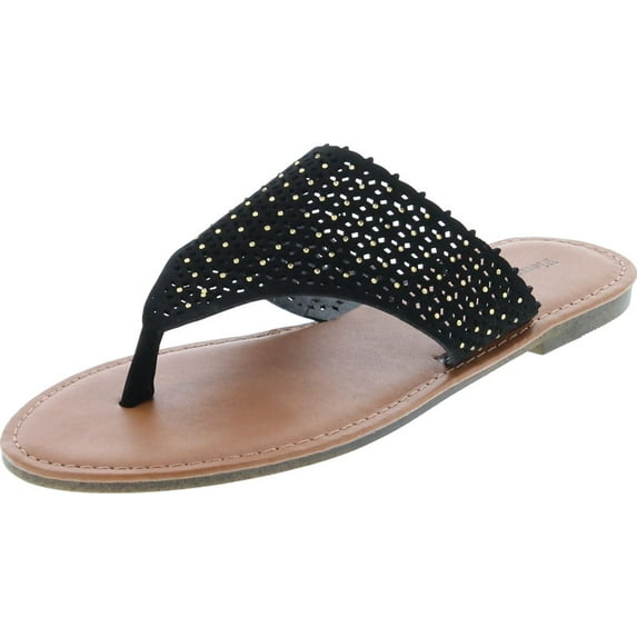 Pierre Dumas Women's Azaria-7 Vegan Leather Perforated Accents Flip-Flops Flats Sandals