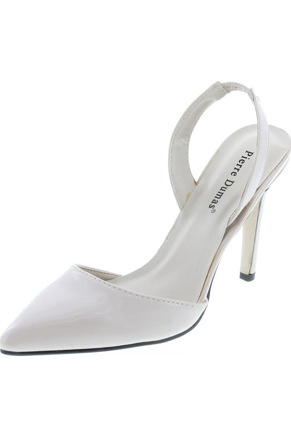 Women's Cherry-4 Vegan Leather Pointed-Toe D'Orsay Slingback Dress Pump Stiletto Heels