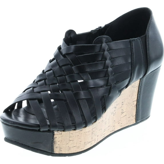 Pierre Dumas Women's Natural-1 Vegan Leather Criss Cross Strappy Wedge Platform Sandals