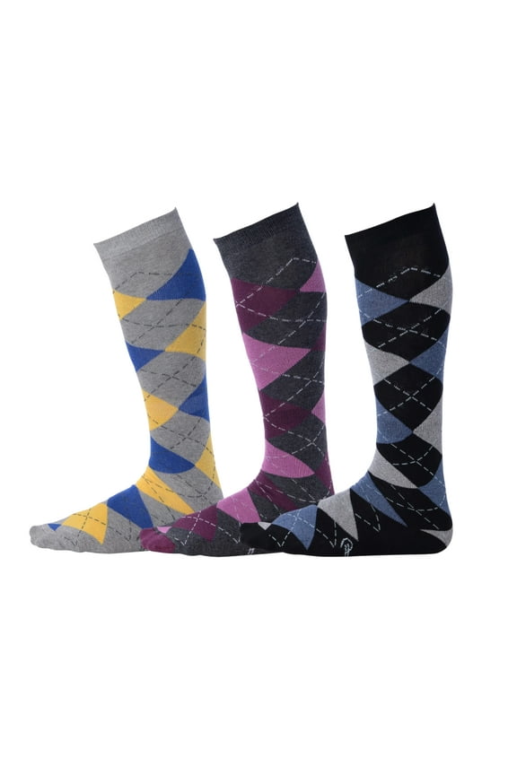 Pierre Henry Over the Calf Socks for Men (3 pairs) | Cotton Over the Calf Dress Socks | Long Socks that Stay up 12+ hours