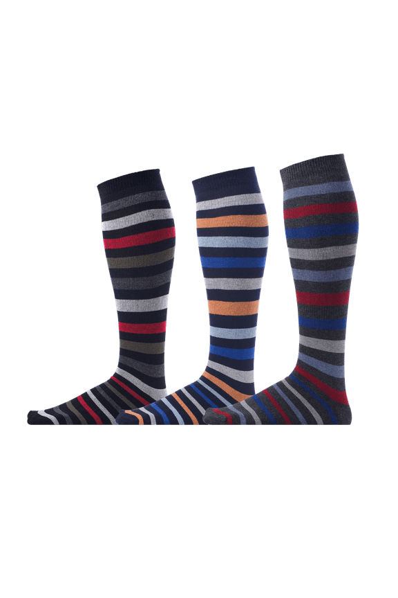 Pierre Henry Over the Calf Socks for Men (3 pairs) | Cotton Over the Calf Dress Socks