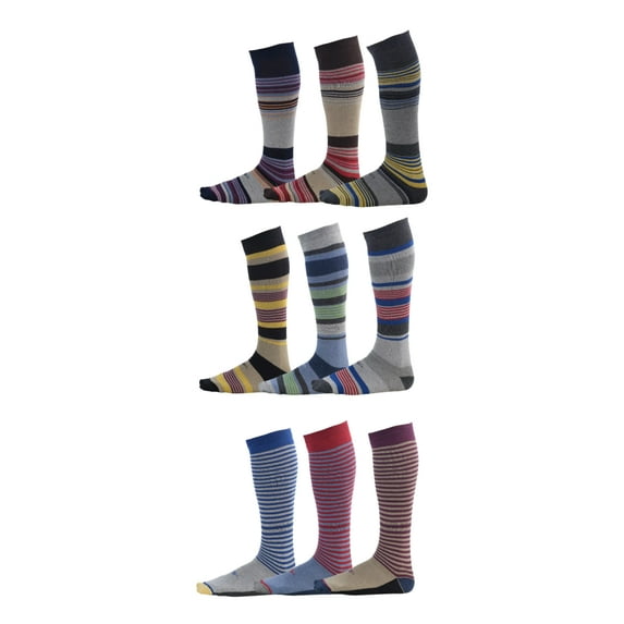 Pierre Henry Over the Calf Socks for Men (9 pairs) | Colorful Funky Dress Socks | Cotton made over the calf dress socks