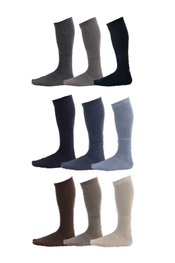 Pierre Henry Over the Calf Socks for Men (9 pairs) | Cotton Over the Calf Dress Socks | Long Socks Stays up