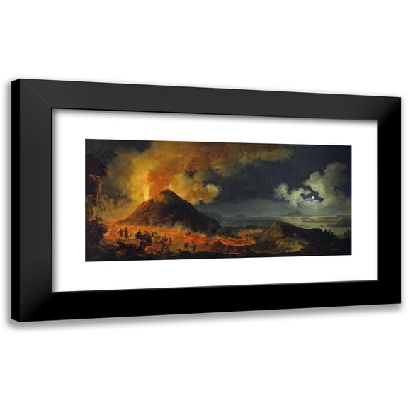 Pierre-Jacques Volaire 14x8 Black Modern Framed Museum Art Print Titled - The Eruption of Vesuvius (1771)