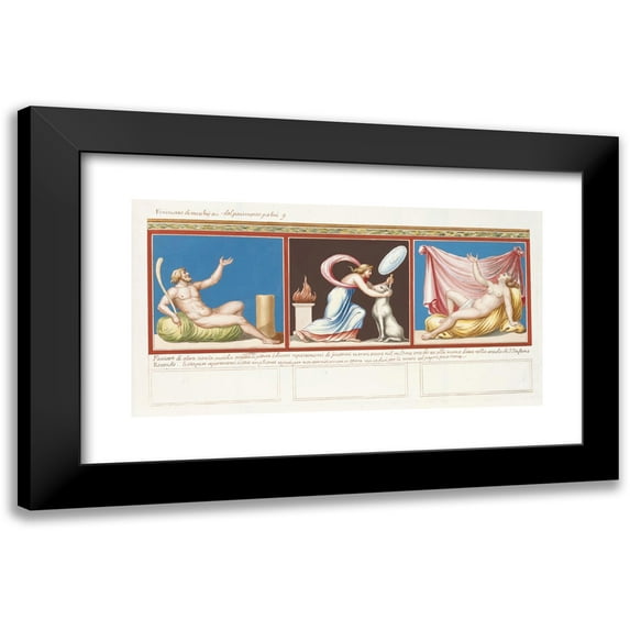 Pierre-Jean Mariette 18x11 Black Modern Framed Museum Art Print Titled - Finment of Misci All Del Panimento Palmi G. Facade of the Ancient Room Adorned with Painting (.) (1783)