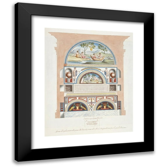 Pierre-Jean Mariette 20x24 Black Modern Framed Museum Art Print Titled - Facade of the Sepulcher, Noticed in the Plant with the Littera Q; Found in the Villa of Monsignore Corsini Outside th