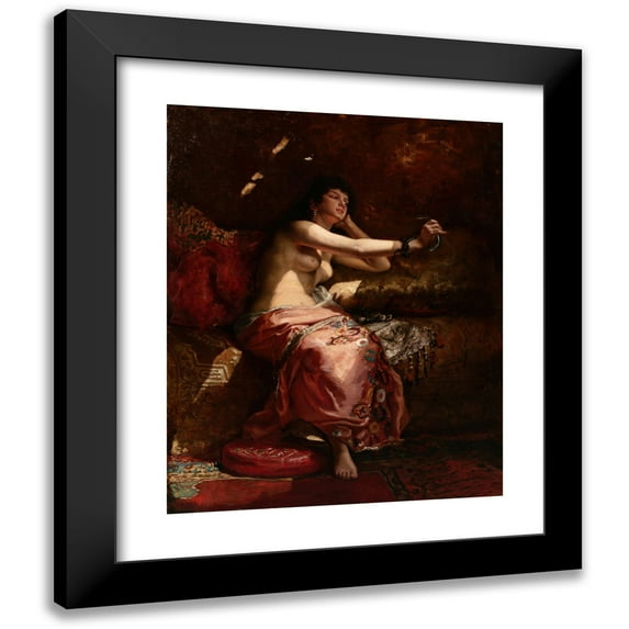Pierre-Joseph Mousset 20x24 Black Modern Framed Museum Art Print Titled - The Death of Cleopatra