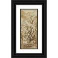 thumbnail image 1 of Pierre Lelu 10x18 Black Ornate Wood Framed Double Matted Museum Art Print Titled - Sketches of Figures and Dolphins, 1 of 5