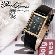 Pierre Lucerne SQ Ebony Japan Quartz Mens Tank Watch