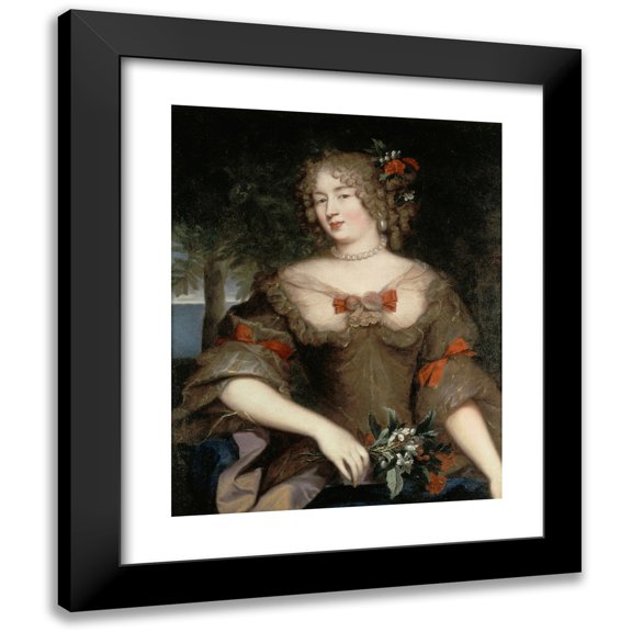Pierre Mignard 12x14 Black Modern Framed Museum Art Print Titled - Francoise-Marguerite De Sevigne, Countess De Grignan (1648-1705) (1669)