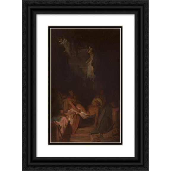 Pierre-Nicolas Brisset 16x24 Black Ornate Framed Double Matted Museum Art Print Titled: The Entombment (1872)