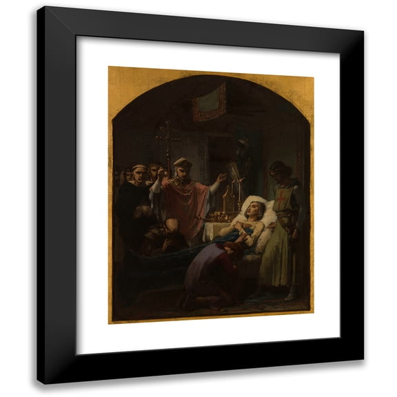 Pierre Paul Léon Glaize 12x14 Black Modern Framed Museum Art Print Titled - The Death of Saint Louis (1869)