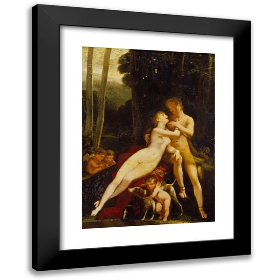 Pierre-Paul Prud'hon 11x14 Black Modern Framed Museum Art Print Titled - Venus and Adonis (1810 - 1812)