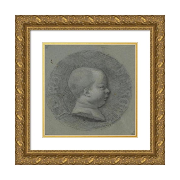 Pierre-Paul Prud'hon 12x12 Gold Ornate Wood Frame and Double Matted Museum Art Print Titled - Profile of the King of Rome (1800)