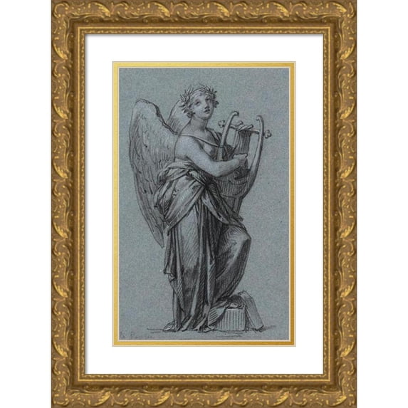 Pierre-Paul Prud'hon 13x18 Gold Ornate Wood Frame and Double Matted Museum Art Print Titled - Poetry (1810)