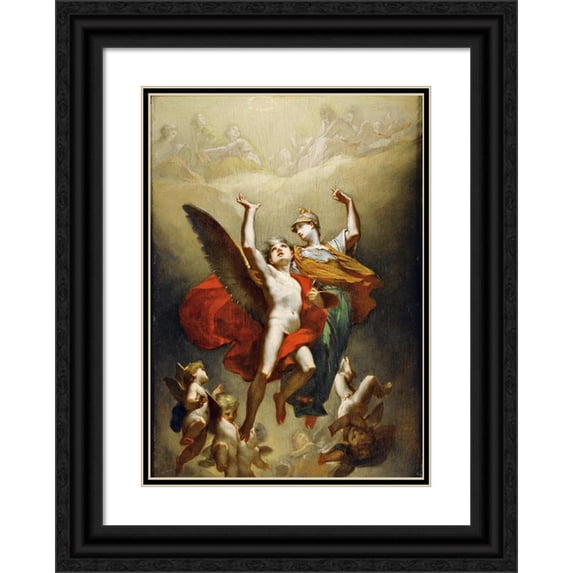 Pierre-Paul Prud'hon 14x18 Black Ornate Wood Framed Double Matted Museum Art Print Titled - Minerve Leading the Genius of Arts to Immortality (1824)