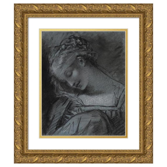Pierre-Paul Prud'hon 15x18 Gold Ornate Wood Frame and Double Matted Museum Art Print Titled - Virgin's Head (1800)