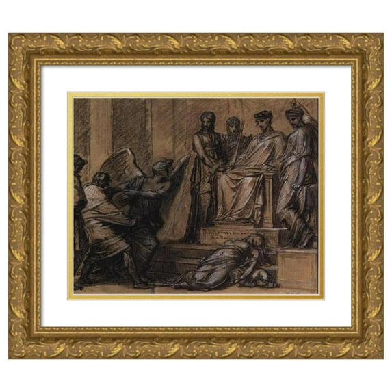 Pierre-Paul Prud'hon 17x15 Gold Ornate Wood Frame and Double Matted Museum Art Print Titled - Themis and Nemesis (1805)