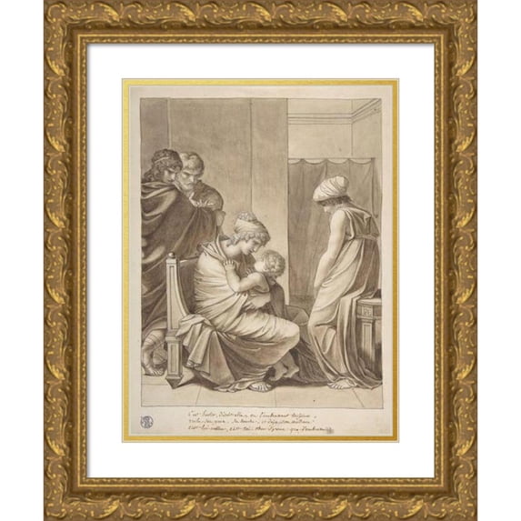 Pierre-Paul Prud'hon 19x24 Gold Ornate Framed and Double Matted Museum Art Print Titled - Andromache and Astyanax (ca. 1798)