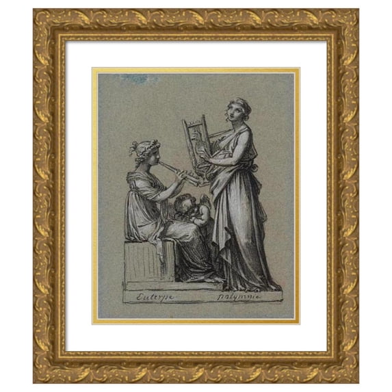 Pierre-Paul Prud'hon 20x24 Gold Ornate Framed and Double Matted Museum Art Print Titled - Eterpe and Polymnia (1800)