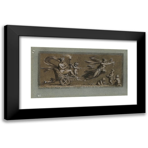 Pierre-Paul Prud'hon 24x15 Black Modern Framed Museum Art Print Titled - Spring, Says the Triumph of Venus (1800)