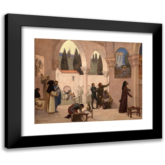 Pierre Puvis de Chavannes 14x12 Black Modern Framed Museum Art Print Titled - Chretian Inspiration (ca. 1887-1888)