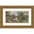 thumbnail image 1 of Pierre Puvis de Chavannes 14x9 Gold Ornate Wood Frame and Double Matted Museum Art Print Titled - The River (ca. 1864), 1 of 4