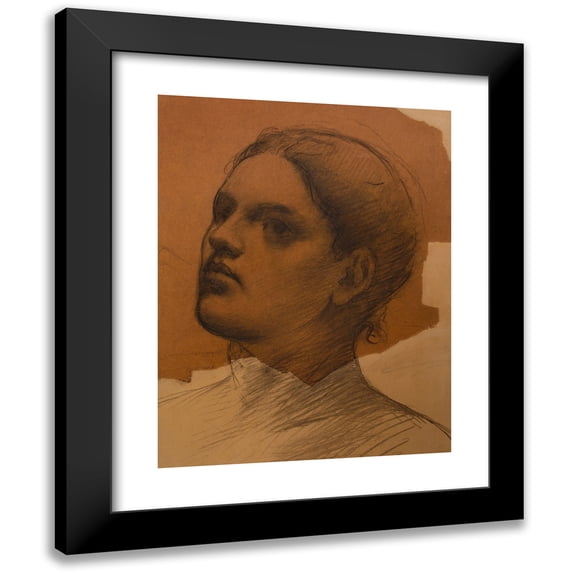 Pierre Puvis de Chavannes 15x18 Black Modern Framed Museum Art Print Titled - Portrait of Three-Quarter Wife