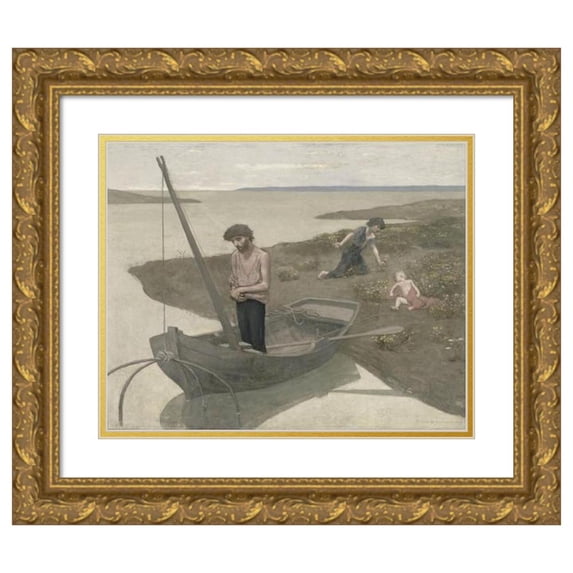 Pierre Puvis de Chavannes 18x15 Gold Ornate Wood Frame and Double Matted Museum Art Print Titled - The Poor Fisherman