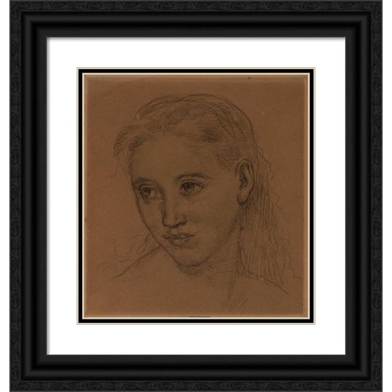 Pierre Puvis de Chavannes 20x21 Black Ornate Framed Double Matted Museum Art Print Titled: Woman's Head Iv