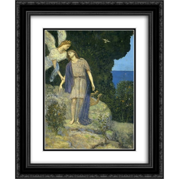 Pierre Puvis de Chavannes 2x Matted 20x24 Black Ornate Framed Art Print 'Orpheus'