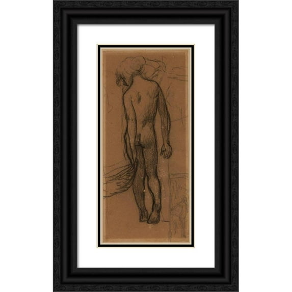 Pierre Puvis de Chavannes 8x14 Black Ornate Wood Framed Double Matted Museum Art Print Titled: Bare Back Child (1867-1869)