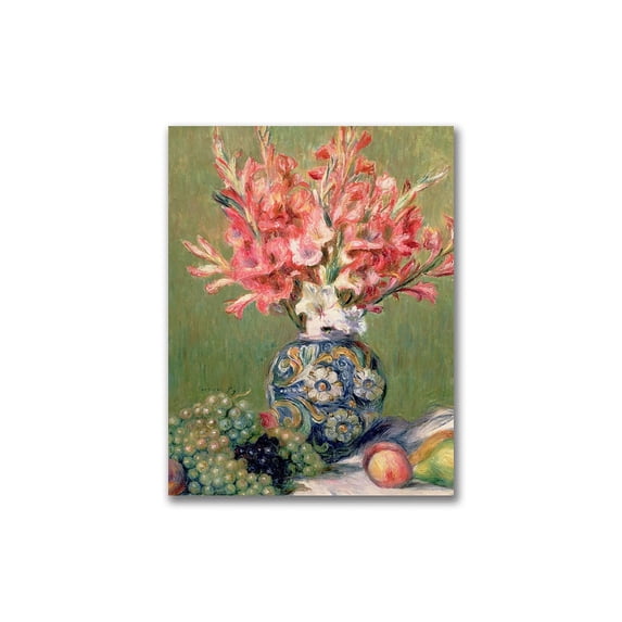 Trademark Fine Art Pierre Renoir Still life of Fruit and Flowers Canvas Wall Art - 24x32