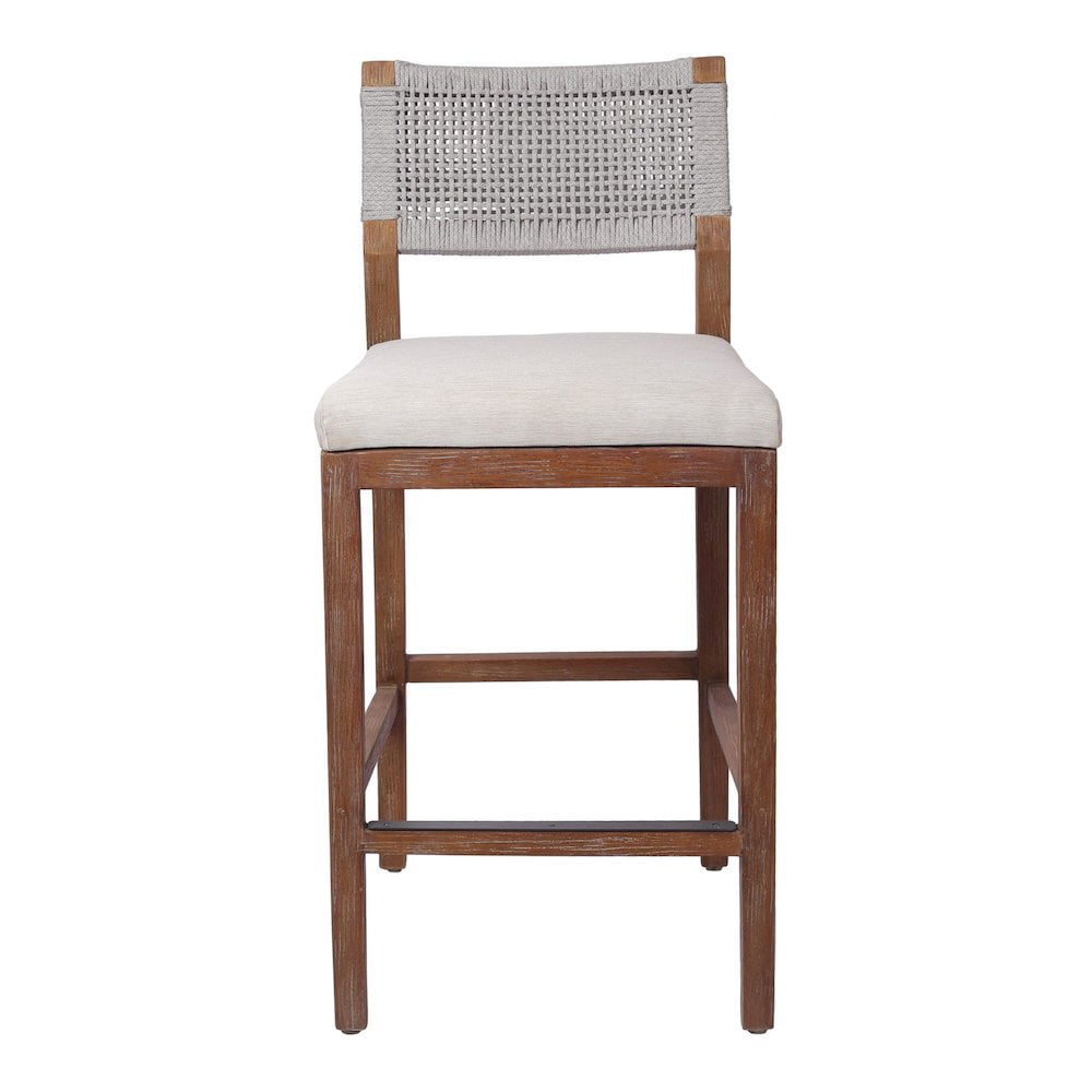 Pierre Gray Rope and Mahogany Counter Stool