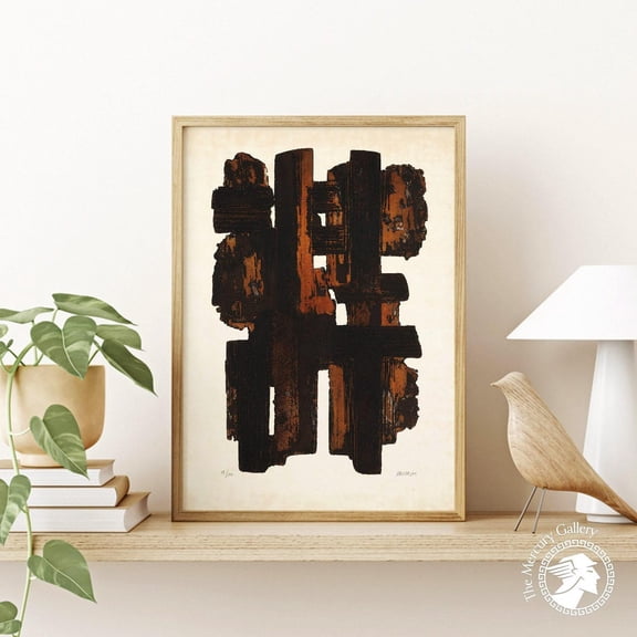 Pierre Soulages Poster, Vintage Exhibition Art Print, Abstract Brush Stroke Wall Decoration UNFRAMED Poster, 24x36