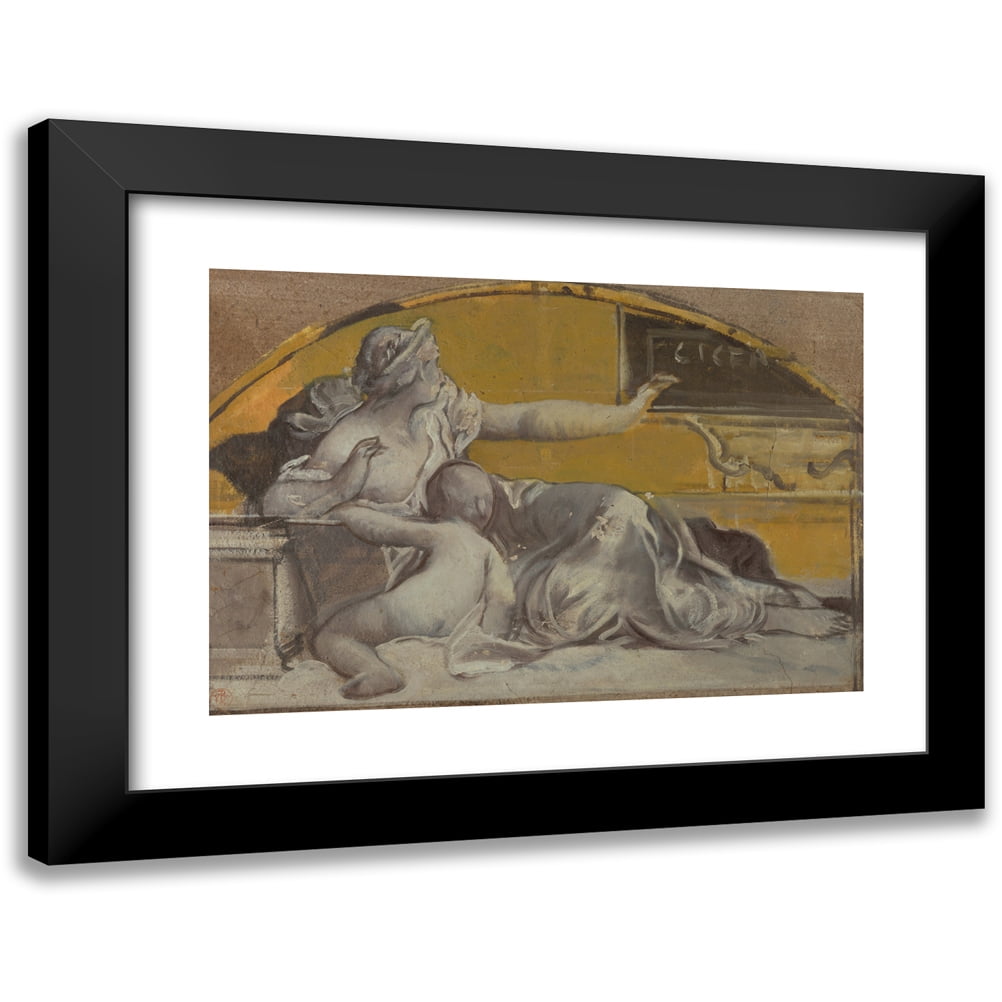 Pierre-Victor Galland 18x14 Black Modern Framed Museum Art Print Titled - Study for Tympanum in Honor of Cicero (Late 19th Century)