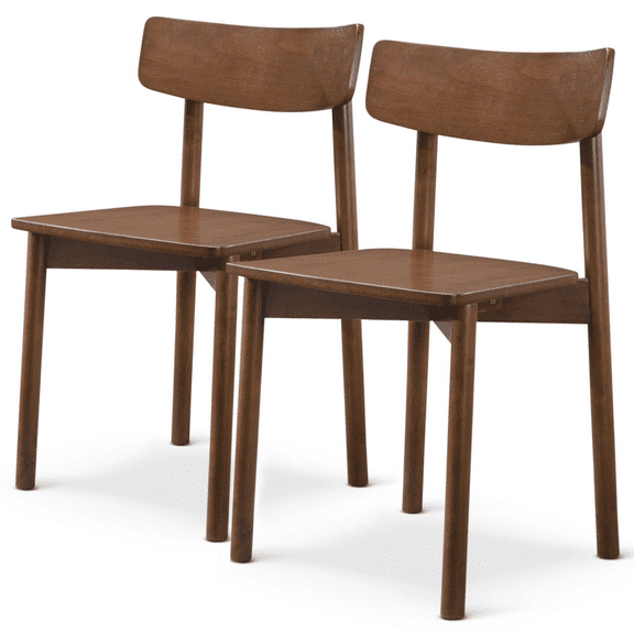 Pierre Walnut Dining Chairs (Set of 2) Mid Century Modern Design, Solid Wood, Luxurious Brown
