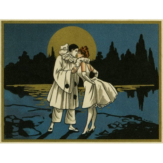Pierrot And Pierrette In The Moonlight Poster Print By Mary Evans Peter & Dawn Cope Collection