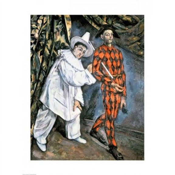 Pierrot and Harlequin Poster Print by Paul Cezanne