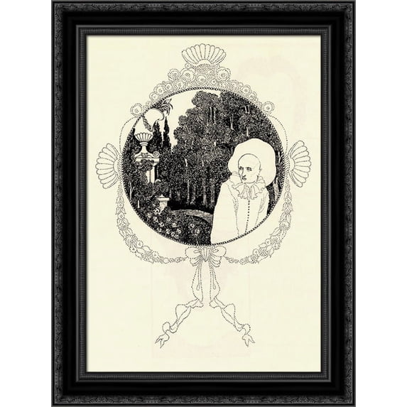 Pierrot of the Minute 20x24 Black Ornate Wood Framed Canvas Art by Beardsley, Aubrey
