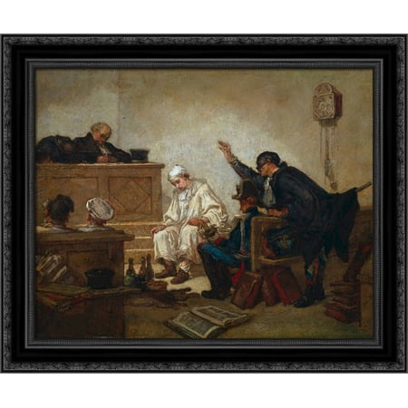 Pierrot on Trial 23x20 Black Ornate Wood Framed Canvas Art by Couture, Thomas