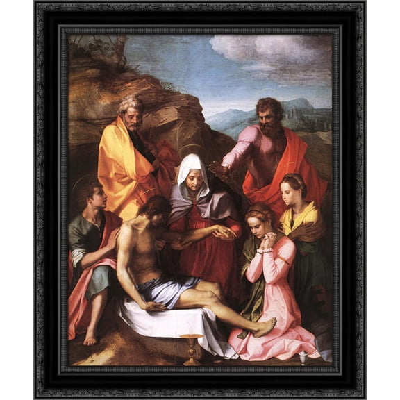 Piet? 20x22 Black Ornate Wood Framed Canvas Art by Sarto, Andrea del